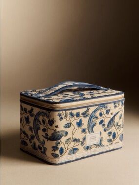 Sezane Jewelry Case Vanity Box Jewelry Organizer Blue Birds Travel Storage Pouch